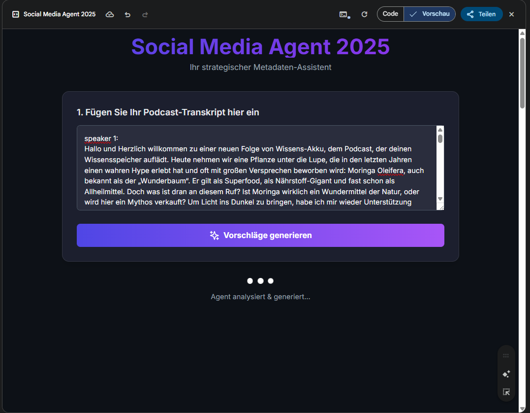Funktionsweise des Agenten - Schritt 1